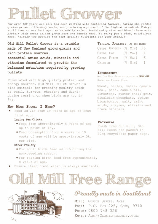 Old Mill Free Range, Pullet Grower 20kg