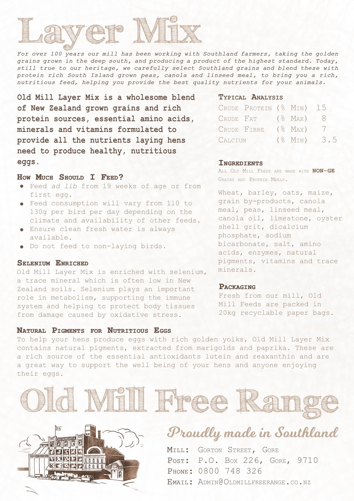Old Mill Free Range, Layer Mix 20kg